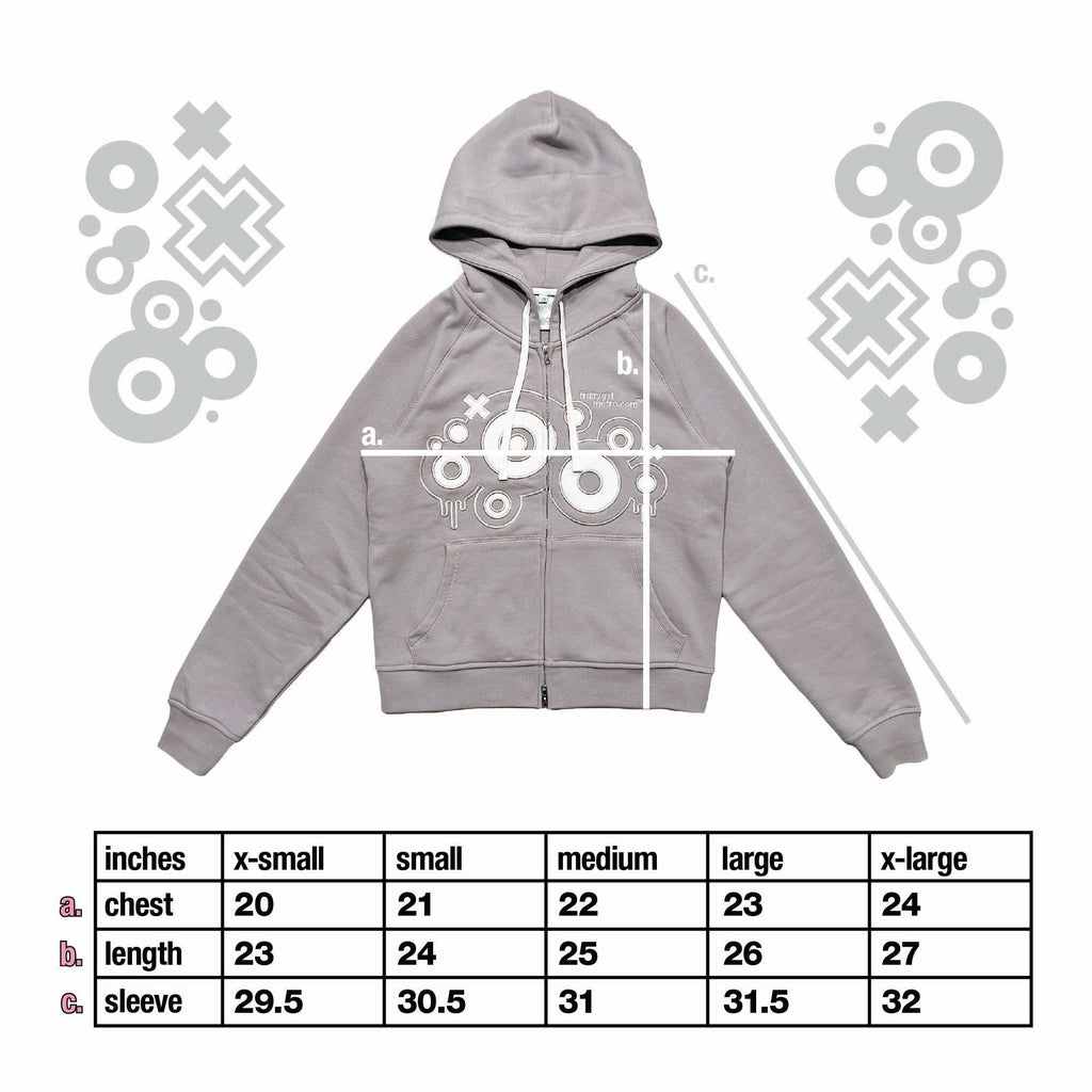 GRAY XOXO RAGLAN ZIP-UP HOODIE