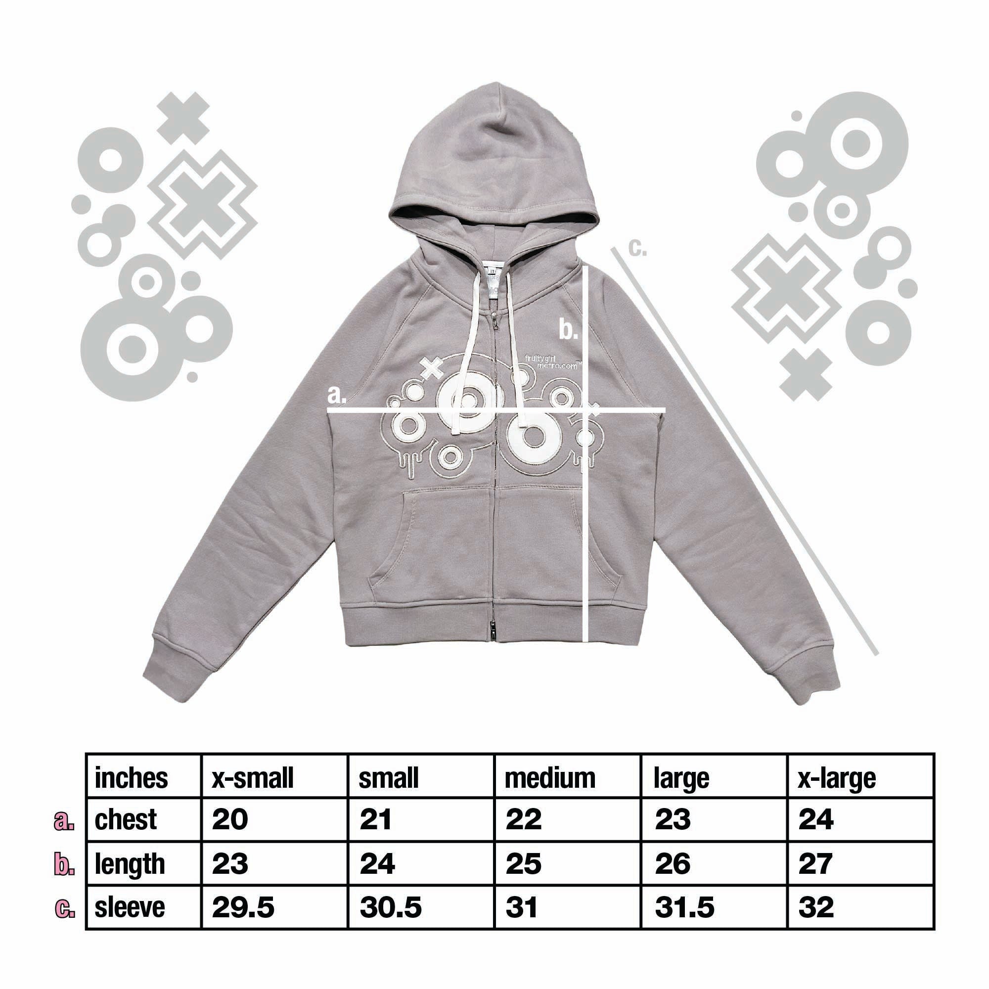 GRAY XOXO RAGLAN ZIP-UP HOODIE