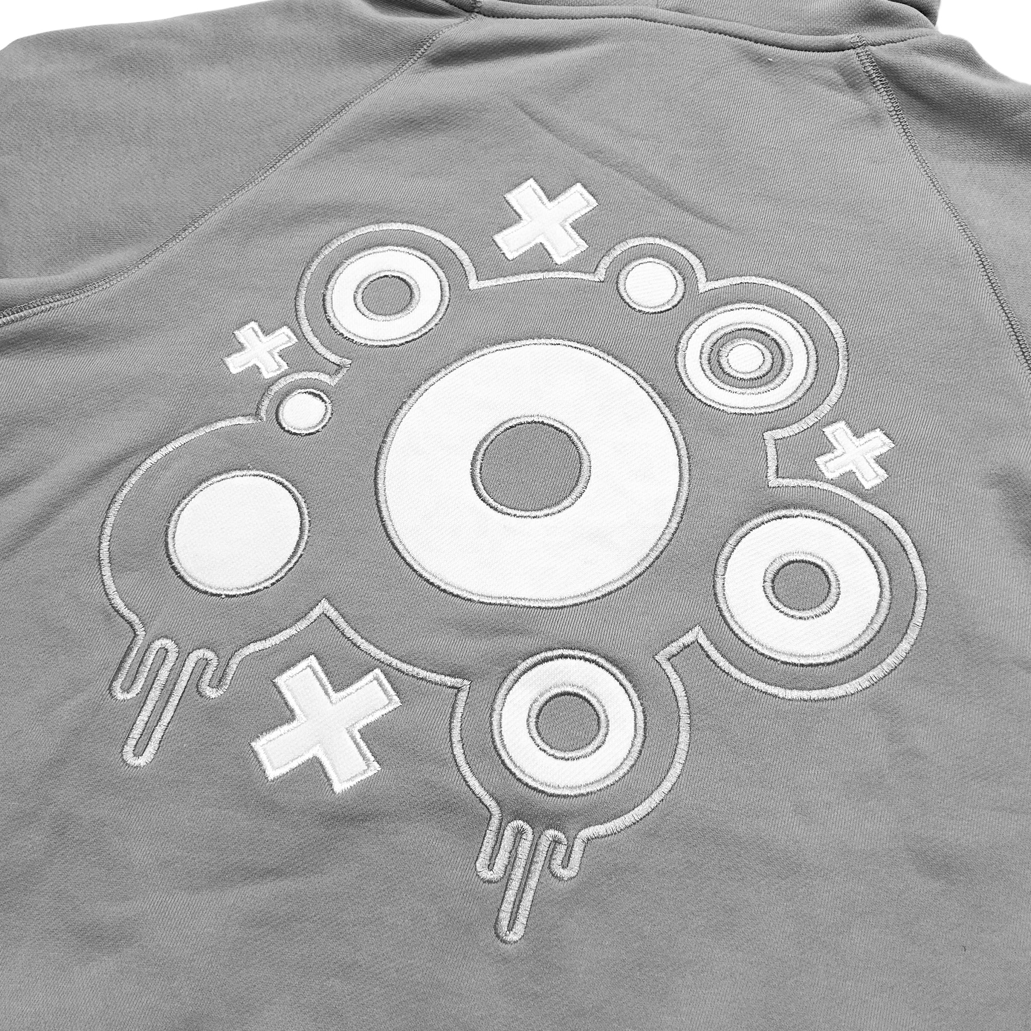 GRAY XOXO RAGLAN ZIP-UP HOODIE