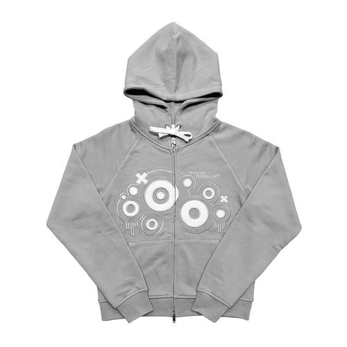 GRAY XOXO RAGLAN ZIP-UP HOODIE