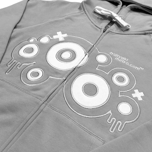 GRAY XOXO RAGLAN ZIP-UP HOODIE