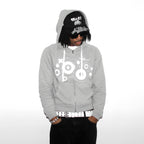 GRAY XOXO RAGLAN ZIP-UP HOODIE