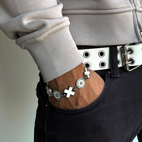 GRAY XOXO ENAMEL CHARM BRACELET
