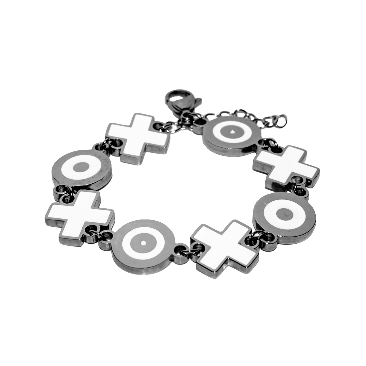 SILVER XOXO ENAMEL CHARM BRACELET