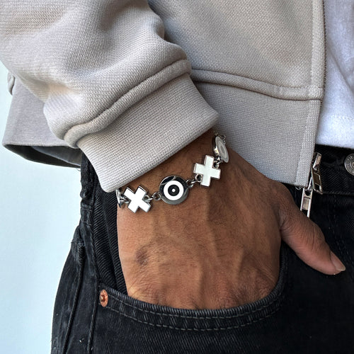 SILVER XOXO ENAMEL CHARM BRACELET